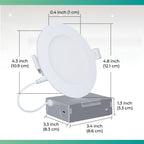 Spot encastré LED ultra-mince intelligent Wi-Fi Infibrite de 4 pouces, montage au plafond, 9 W, 810 lm, intensité variable, avec boîte de jonction