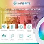 Spot encastré LED ultra-mince intelligent Wi-Fi Infibrite de 4 pouces, montage au plafond, 9 W, 810 lm, intensité variable, avec boîte de jonction