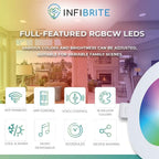 Spot encastré LED ultra-mince intelligent Wi-Fi Infibrite de 4 pouces, montage au plafond, 9 W, 810 lm, intensité variable, avec boîte de jonction