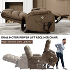 Fauteuil inclinable électrique à double moteur à position infinie, mécanisme de mouvement robuste avec porte-gobelets chauffants et de massage et poches latérales