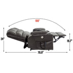 Fauteuil inclinable électrique à double moteur à position infinie, mécanisme de mouvement robuste avec porte-gobelets chauffants et de massage et poches latérales