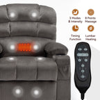 Fauteuil inclinable électrique à double moteur à position infinie, mécanisme de mouvement robuste avec porte-gobelets chauffants et de massage et poches latérales