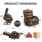 Fauteuil inclinable électrique à double moteur à position infinie, mécanisme de mouvement robuste avec porte-gobelets chauffants et de massage et poches latérales