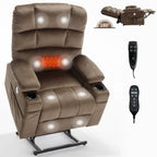 Fauteuil inclinable électrique à double moteur à position infinie, mécanisme de mouvement robuste avec porte-gobelets chauffants et de massage et poches latérales