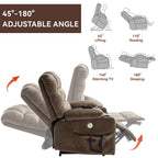 Fauteuil inclinable électrique à double moteur à position infinie, mécanisme de mouvement robuste avec porte-gobelets chauffants et de massage et poches latérales