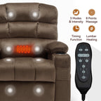 Fauteuil inclinable électrique à double moteur à position infinie, mécanisme de mouvement robuste avec porte-gobelets chauffants et de massage et poches latérales