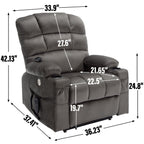 Fauteuil inclinable électrique à double moteur à position infinie, mécanisme de mouvement robuste avec porte-gobelets chauffants et de massage et poches latérales