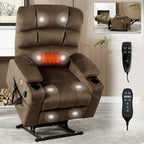 Fauteuil inclinable électrique à double moteur à position infinie, mécanisme de mouvement robuste avec porte-gobelets chauffants et de massage et poches latérales