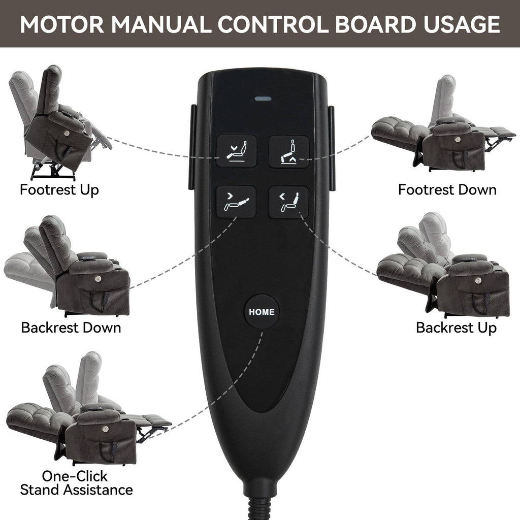 Fauteuil inclinable électrique à double moteur à position infinie, mécanisme de mouvement robuste avec porte-gobelets chauffants et de massage et poches latérales