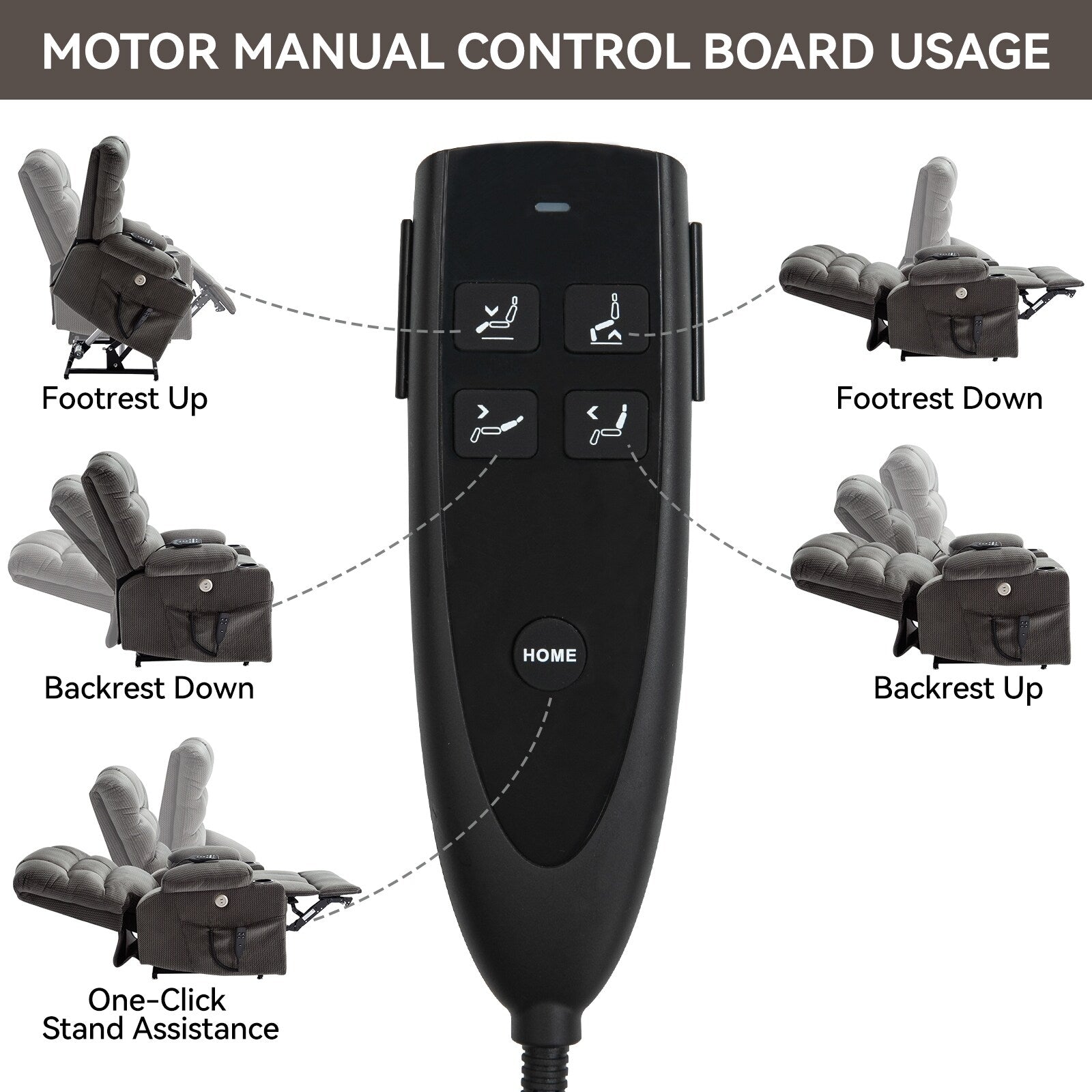 Fauteuil inclinable électrique à double moteur à position infinie, mécanisme de mouvement robuste avec porte-gobelets chauffants et de massage et poches latérales