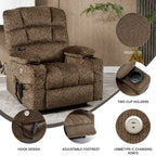 Fauteuil inclinable électrique à double moteur à position infinie, mécanisme de mouvement robuste avec porte-gobelets chauffants et de massage et poches latérales