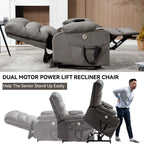 Fauteuil inclinable électrique à double moteur à position infinie, mécanisme de mouvement robuste avec porte-gobelets chauffants et de massage et poches latérales