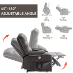 Fauteuil inclinable électrique à double moteur à position infinie, mécanisme de mouvement robuste avec porte-gobelets chauffants et de massage et poches latérales