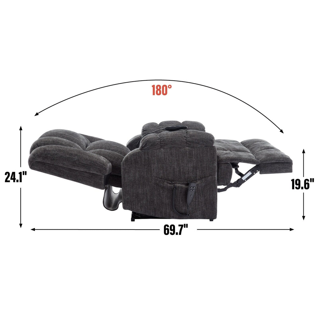 Fauteuil de massage robuste à position infinie, inclinable à double moteur avec télécommande électrique et chauffage lombaire