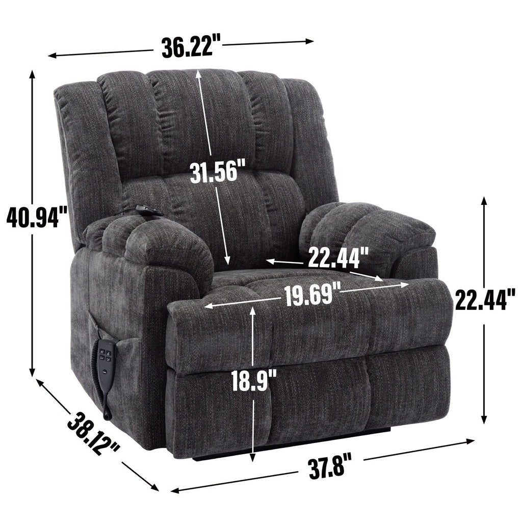 Fauteuil de massage robuste à position infinie, inclinable à double moteur avec télécommande électrique et chauffage lombaire