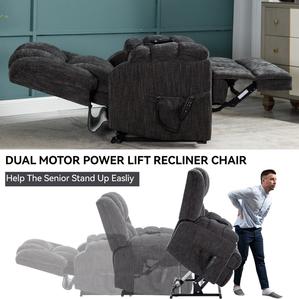 Fauteuil de massage robuste à position infinie, inclinable à double moteur avec télécommande électrique et chauffage lombaire