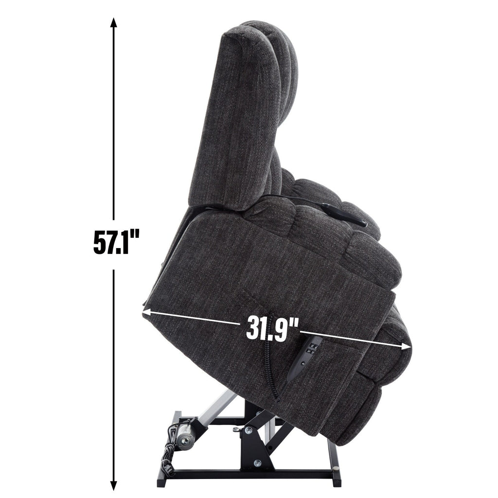 Fauteuil de massage robuste à position infinie, inclinable à double moteur avec télécommande électrique et chauffage lombaire