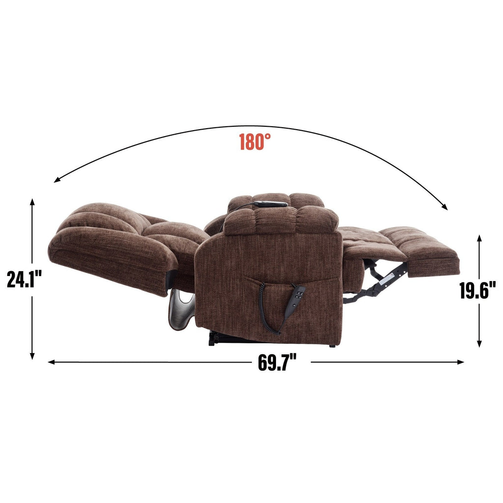 Fauteuil de massage robuste à position infinie, inclinable à double moteur avec télécommande électrique et chauffage lombaire