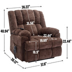 Fauteuil de massage robuste à position infinie, inclinable à double moteur avec télécommande électrique et chauffage lombaire