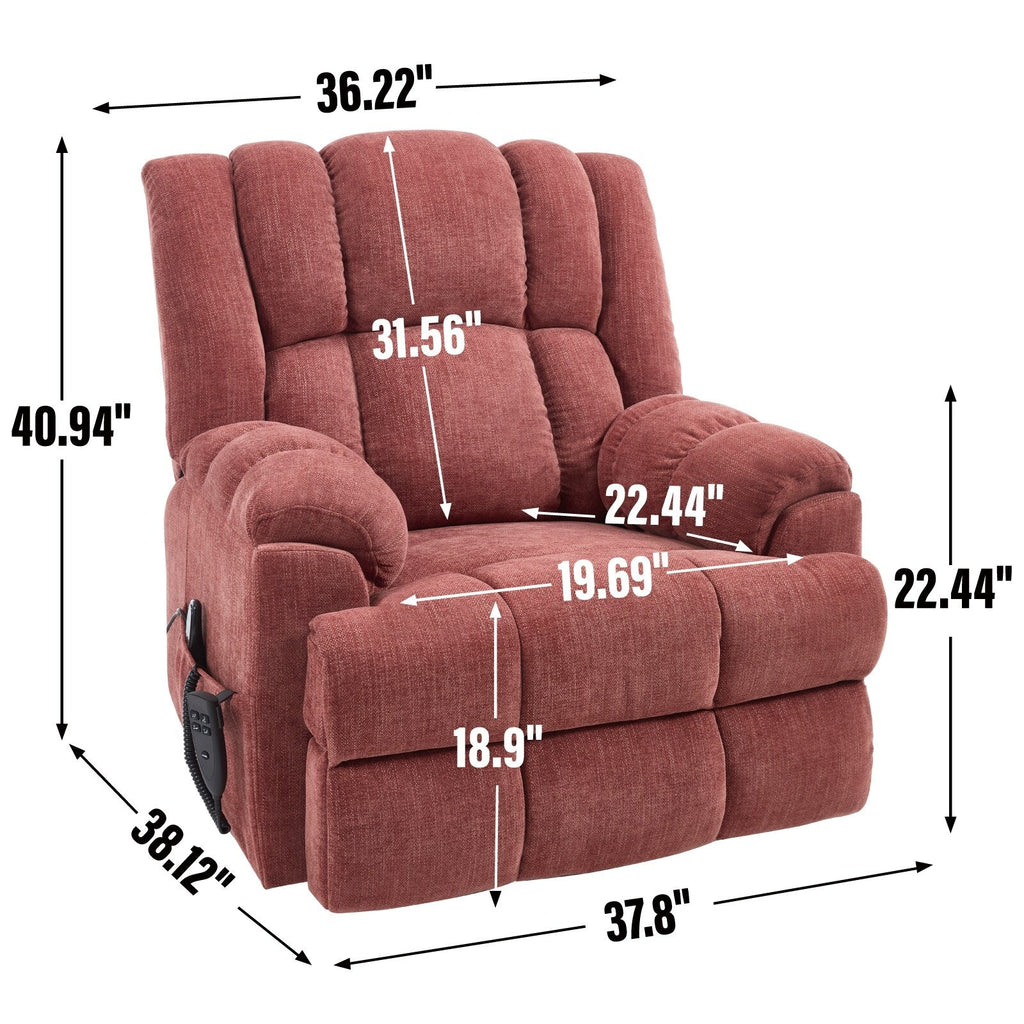 Fauteuil de massage robuste à position infinie, inclinable à double moteur avec télécommande électrique et chauffage lombaire