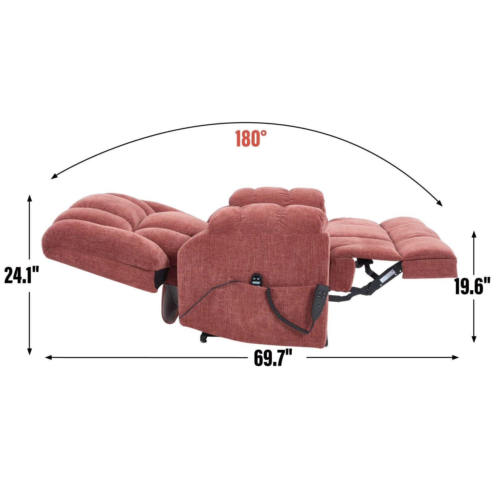 Fauteuil de massage robuste à position infinie, inclinable à double moteur avec télécommande électrique et chauffage lombaire