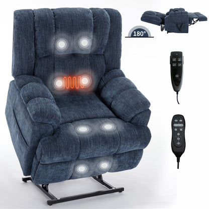 Fauteuil de massage robuste à position infinie, inclinable à double moteur avec télécommande électrique et chauffage lombaire