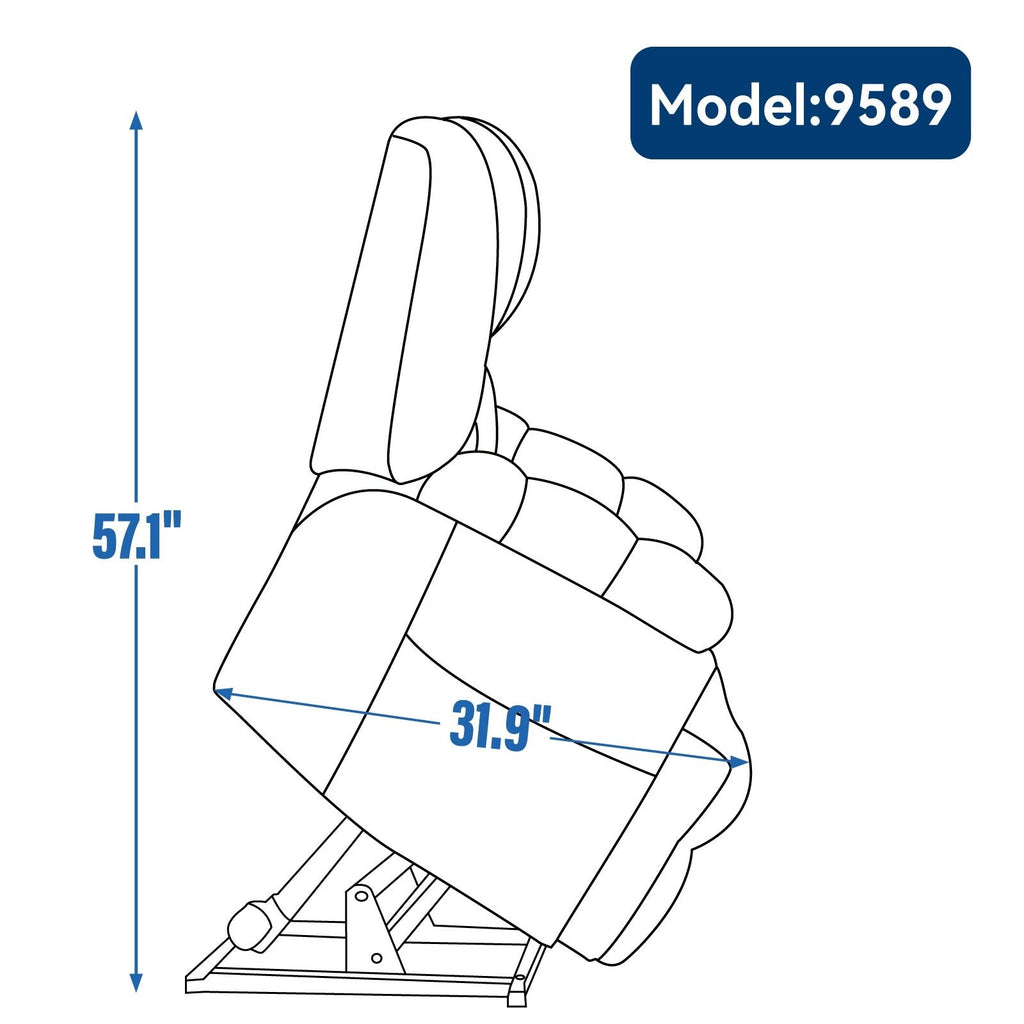 Fauteuil de massage robuste à position infinie, inclinable à double moteur avec télécommande électrique et chauffage lombaire