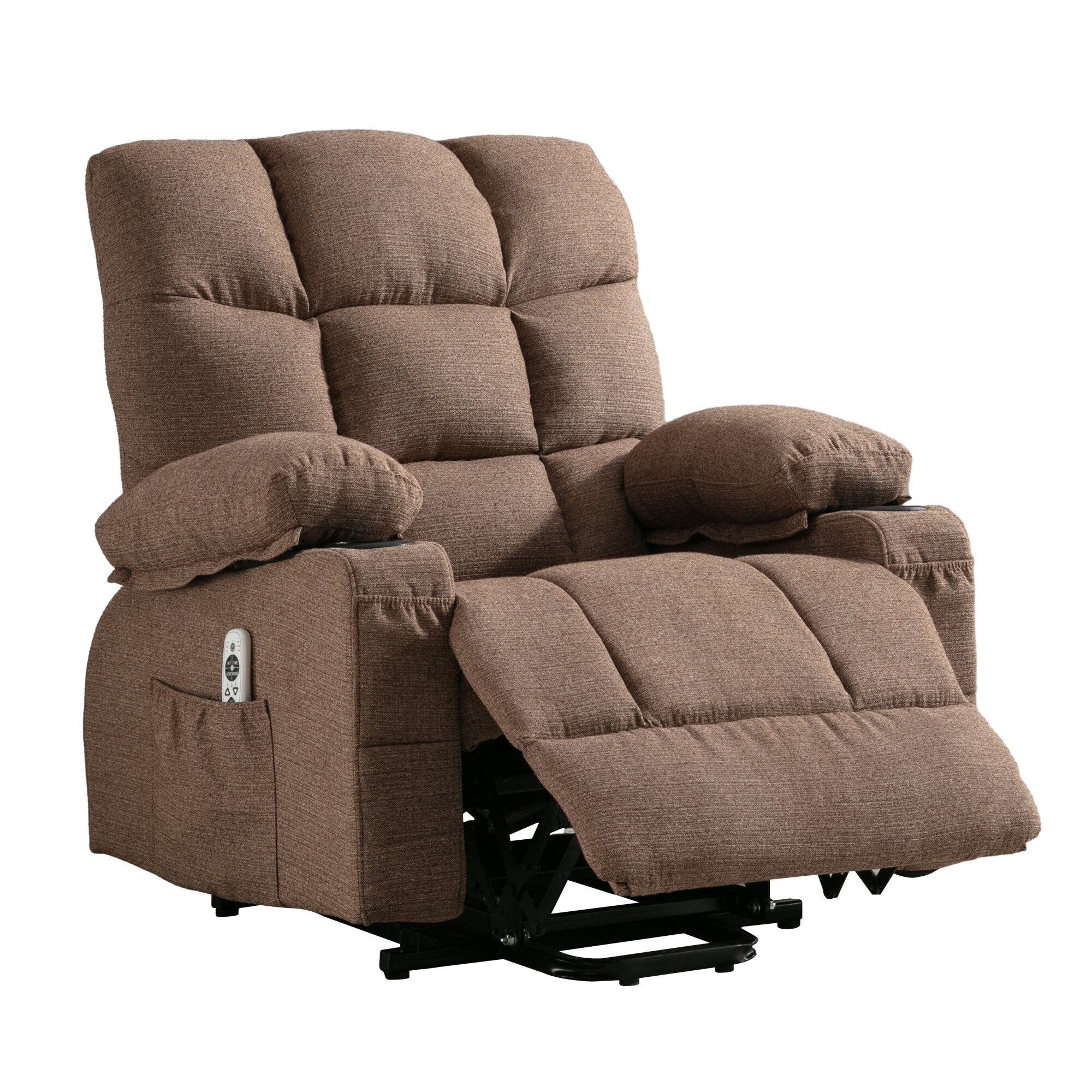 Fauteuil inclinable électrique à position infinie, canapé simple en tissu avec chauffage et massage, poche latérale, port de charge USB