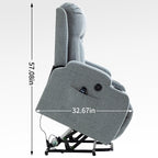 Fauteuil inclinable électrique à positions infinies avec massage et chauffage, deux ports USB, porte-gobelets, poches latérales, idéal pour les personnes âgées