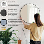 Miroir mural rond - Miroir de salle de bain noir avec cadre en métal - Miroir suspendu moderne pour entrée, salle de bain, coiffeuse, salon
