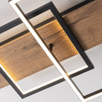 Plafonnier semi-encastré rectangulaire à LED intégré en bois pour couloir et hall d'entrée