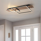 Plafonnier semi-encastré rectangulaire à LED intégré en bois pour couloir et hall d'entrée