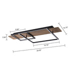 Plafonnier semi-encastré rectangulaire à LED intégré en bois pour couloir et hall d'entrée