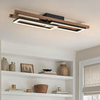 Plafonnier semi-encastré rectangulaire à LED intégré en bois pour couloir et hall d'entrée