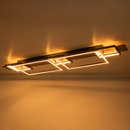 Plafonnier semi-encastré rectangulaire à LED intégré en bois pour couloir et hall d'entrée