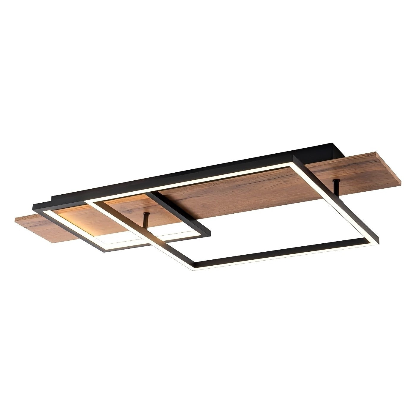 Plafonnier semi-encastré rectangulaire à LED intégré en bois pour couloir et hall d'entrée