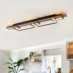 Plafonnier semi-encastré rectangulaire à LED intégré en bois pour couloir et hall d'entrée