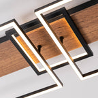 Plafonnier semi-encastré rectangulaire à LED intégré en bois pour couloir et hall d'entrée