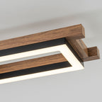 Plafonnier semi-encastré rectangulaire à LED intégré en bois pour couloir et hall d'entrée