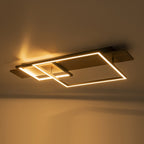 Plafonnier semi-encastré rectangulaire à LED intégré en bois pour couloir et hall d'entrée