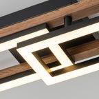 Plafonnier semi-encastré rectangulaire à LED intégré en bois pour couloir et hall d'entrée