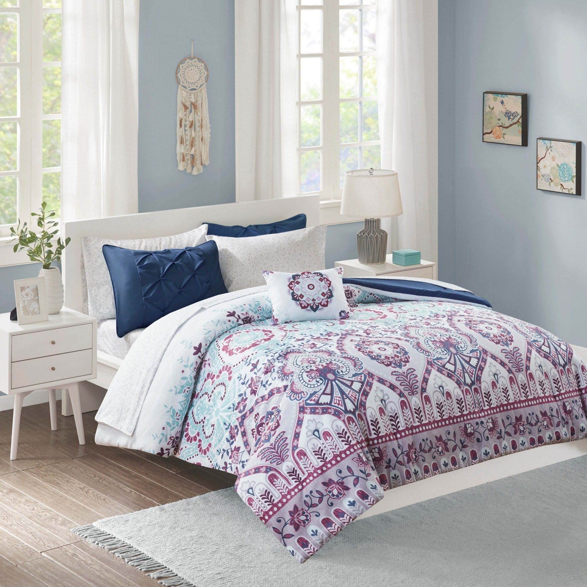 Parure de lit Avery Boho au design intelligent avec draps