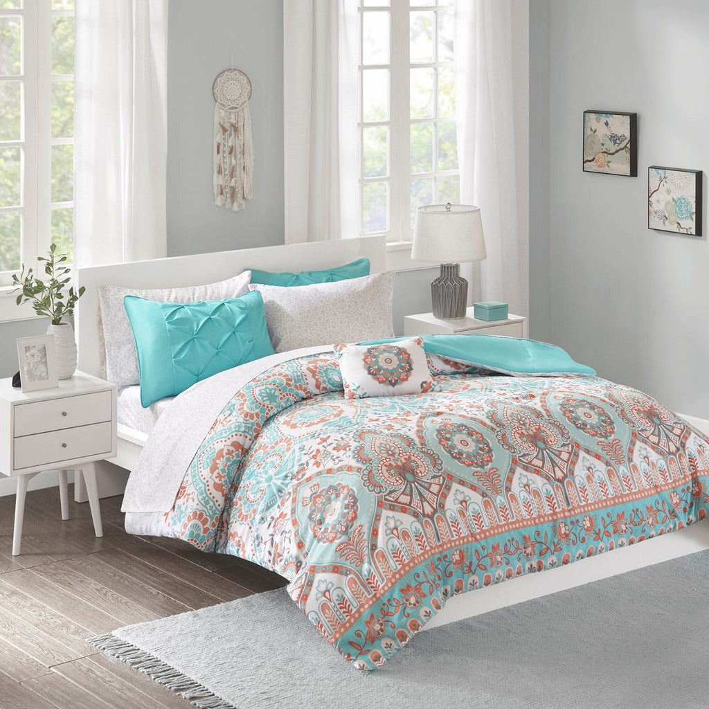 Parure de lit Avery Boho au design intelligent avec draps