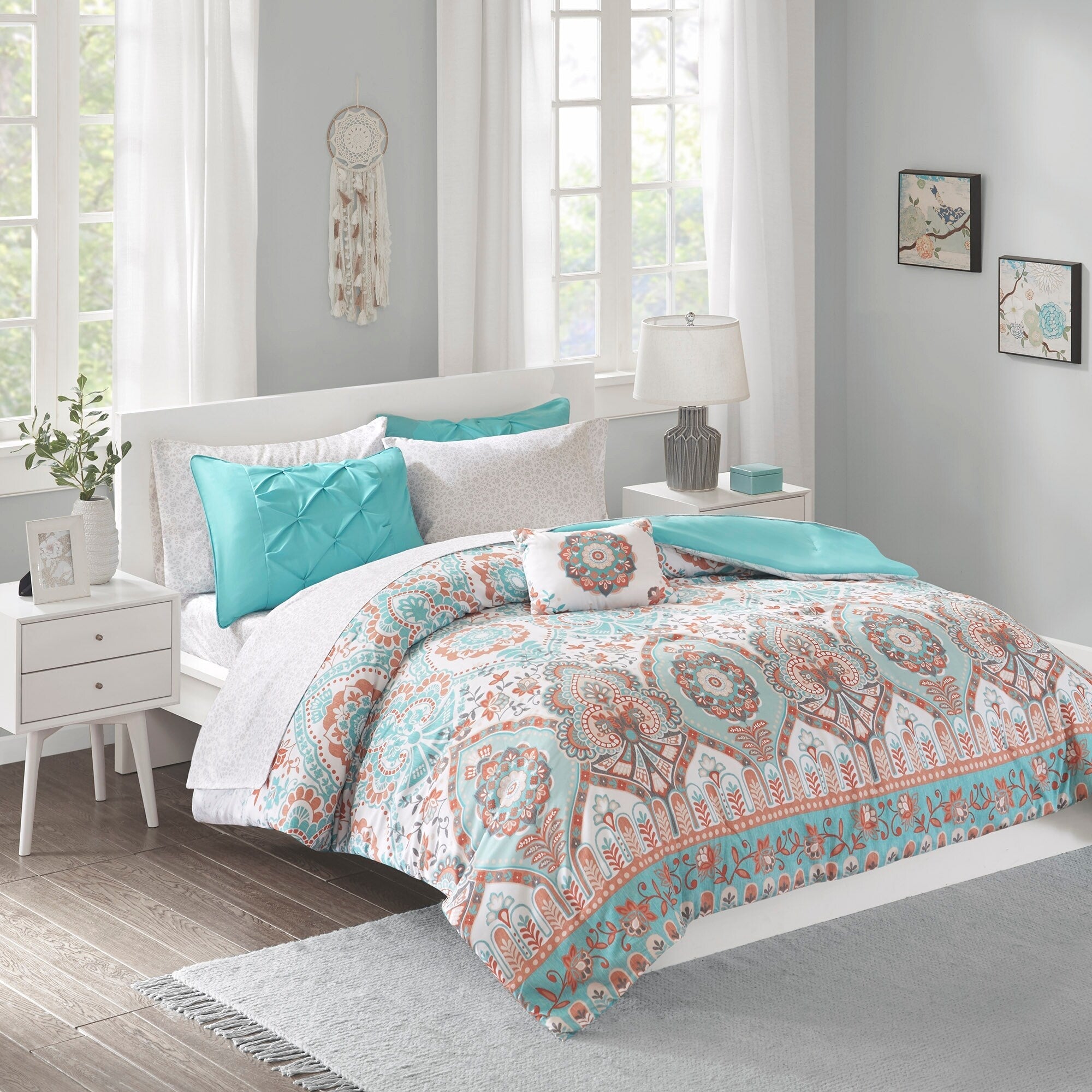 Parure de lit Avery Boho au design intelligent avec draps