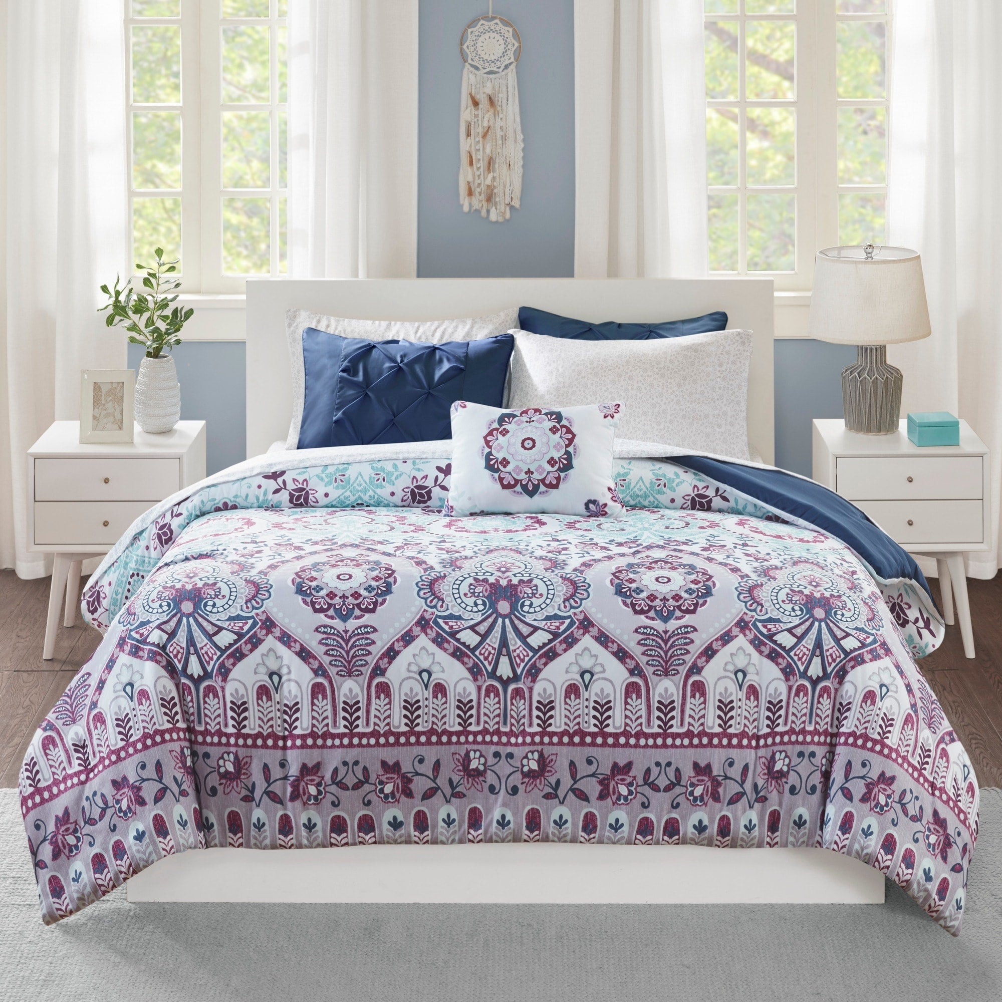 Parure de lit Avery Boho au design intelligent avec draps