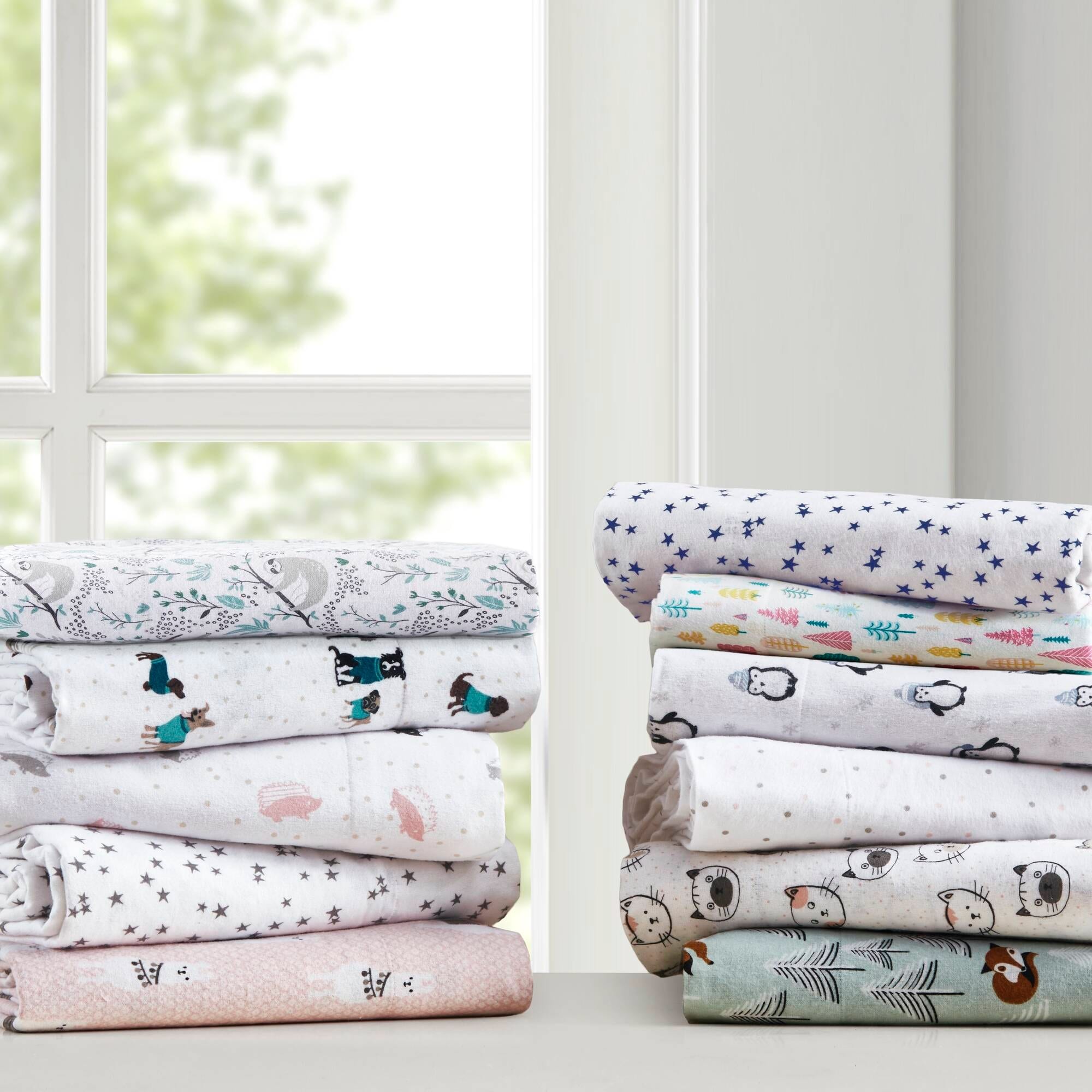 Ensemble de draps imprimés en flanelle de coton doux et confortable au design intelligent