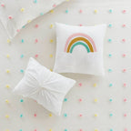 Parure de lit en jacquard de coton à pompons Ensley pour enfants au design intelligent avec coussins décoratifs