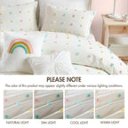 Parure de lit en jacquard de coton à pompons Ensley pour enfants au design intelligent avec coussins décoratifs