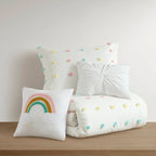 Parure de lit en jacquard de coton à pompons Ensley pour enfants au design intelligent avec coussins décoratifs