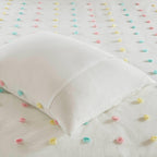 Parure de lit en jacquard de coton à pompons Ensley pour enfants au design intelligent avec coussins décoratifs